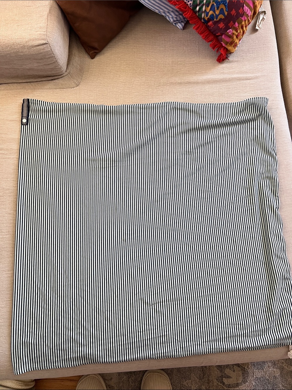 lululemon mint blue and navy blue striped button multi-use/multi styled scarf